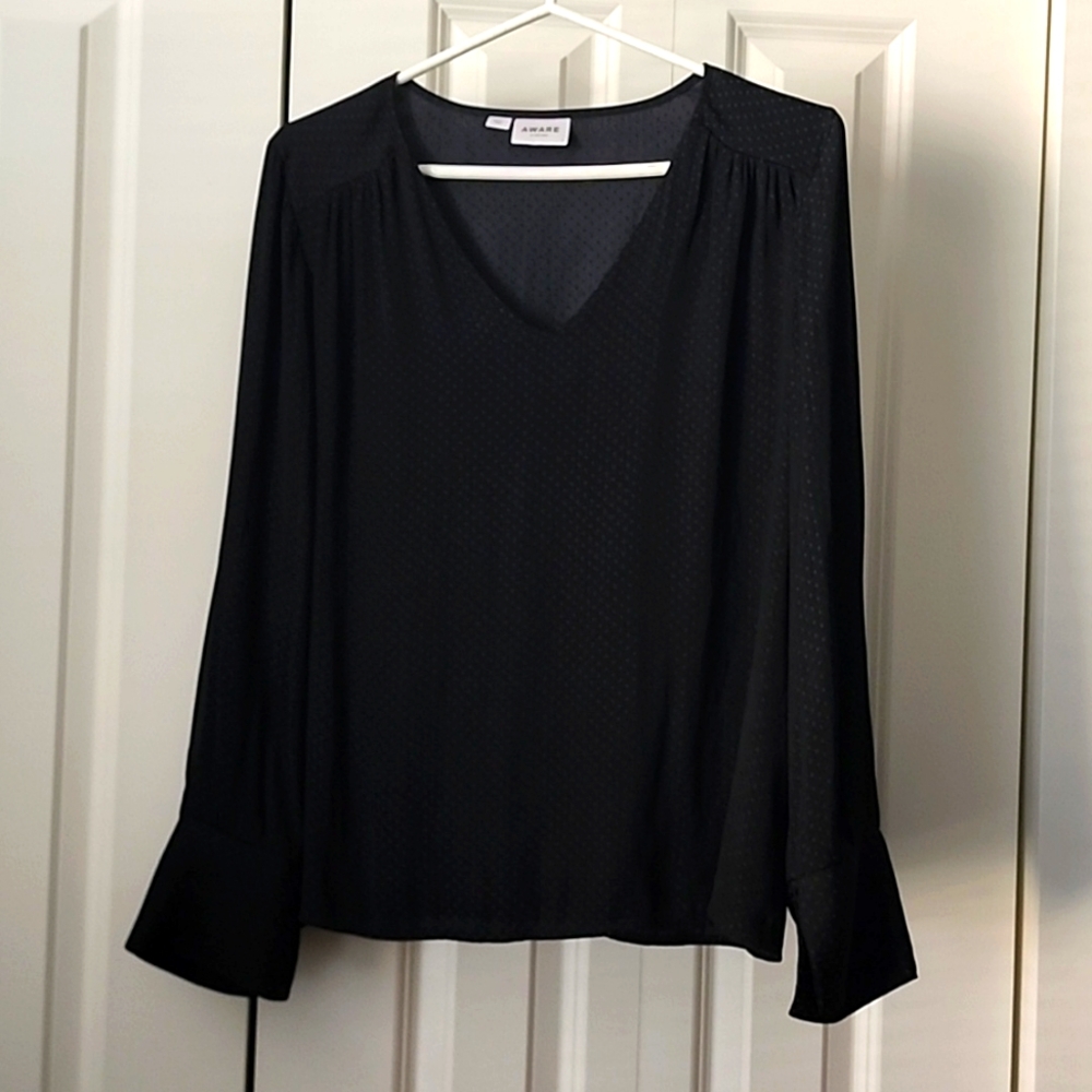 AWARE by Vero Moda, Black V-neck blouse, L